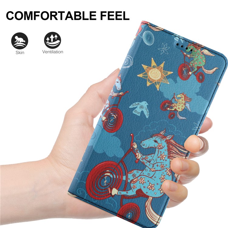 50Pcs/Lot Patterned Leather Stand Protection Casing for Huawei Mate 10 Lite / Honor 9i (India) - Horse Riding Bike-8