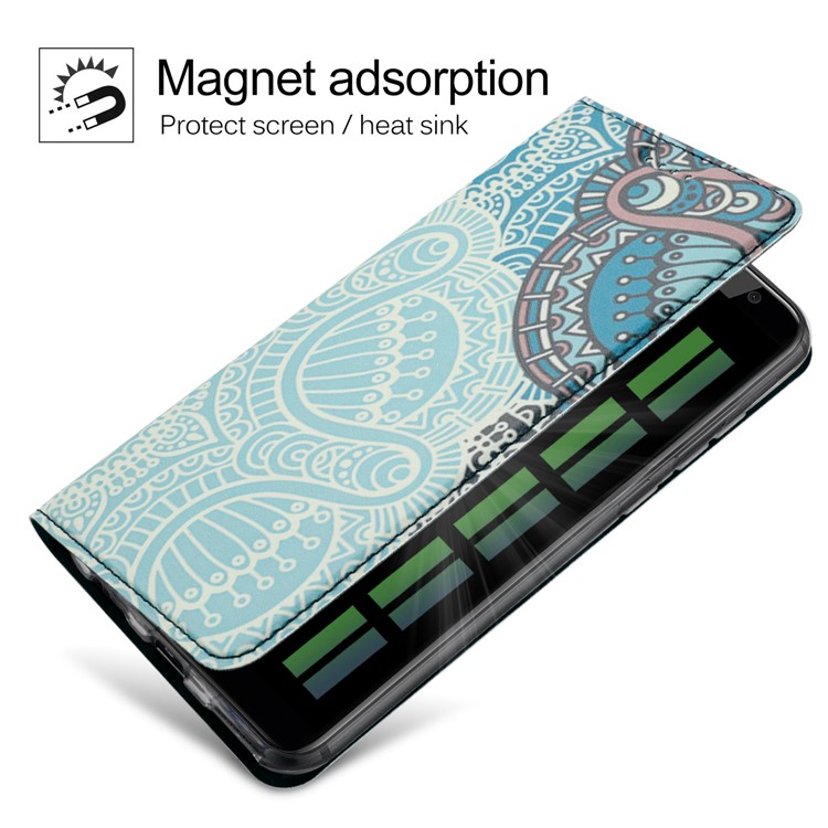 50Pcs/Lot Patterned Leather Stand Protection Shell for Huawei Mate 10 Lite / Honor 9i (India) - Unique Flower-4