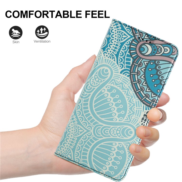 50Pcs/Lot Patterned Leather Stand Protection Shell for Huawei Mate 10 Lite / Honor 9i (India) - Unique Flower-6