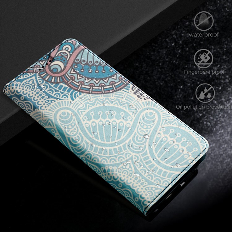 50Pcs/Lot Patterned Leather Stand Protection Shell for Huawei Mate 10 Lite / Honor 9i (India) - Unique Flower-8