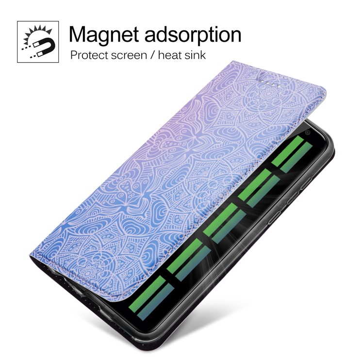50Pcs/Lot Patterned Leather Stand Cell Phone Case for Huawei Mate 10 Lite / nova 2i - White Henna Flower-4