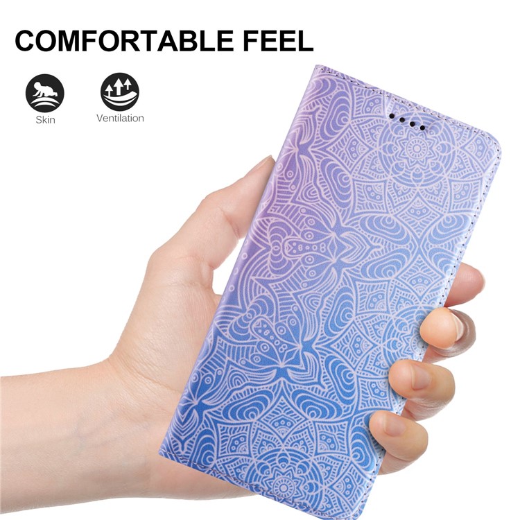 50Pcs/Lot Patterned Leather Stand Cell Phone Case for Huawei Mate 10 Lite / nova 2i - White Henna Flower-5