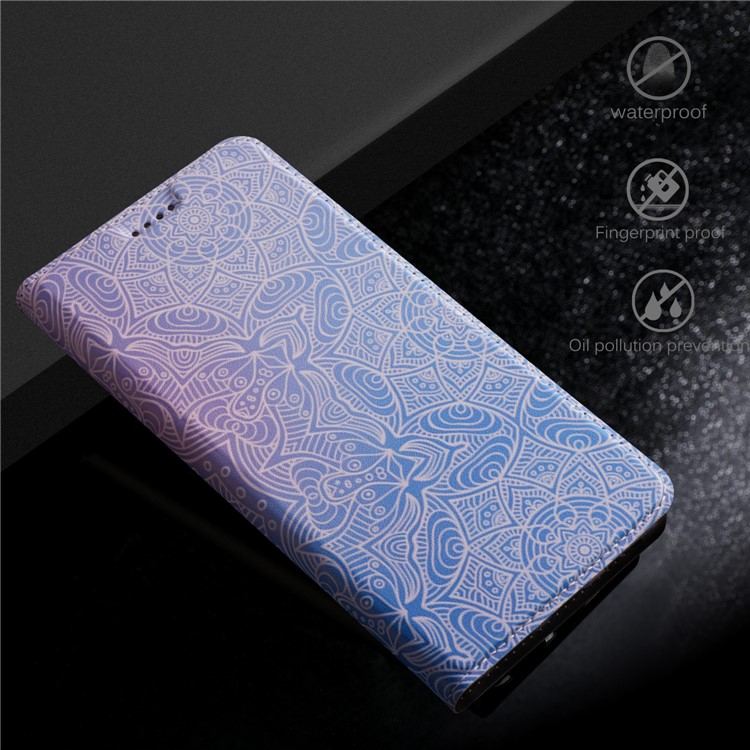 50Pcs/Lot Patterned Leather Stand Cell Phone Case for Huawei Mate 10 Lite / nova 2i - White Henna Flower-7