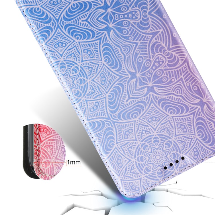 50Pcs/Lot Patterned Leather Stand Cell Phone Case for Huawei Mate 10 Lite / nova 2i - White Henna Flower-8