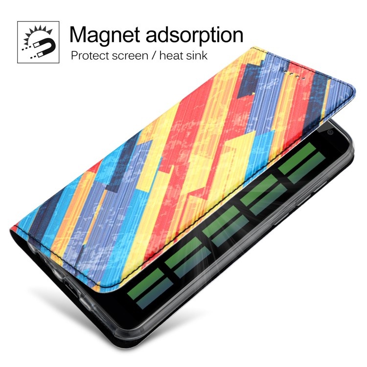 50Pcs/Lot Patterned Leather Stand Mobile Phone Cover for Huawei Mate 10 Lite / nova 2i - Colorized Diagonal Stripes-4