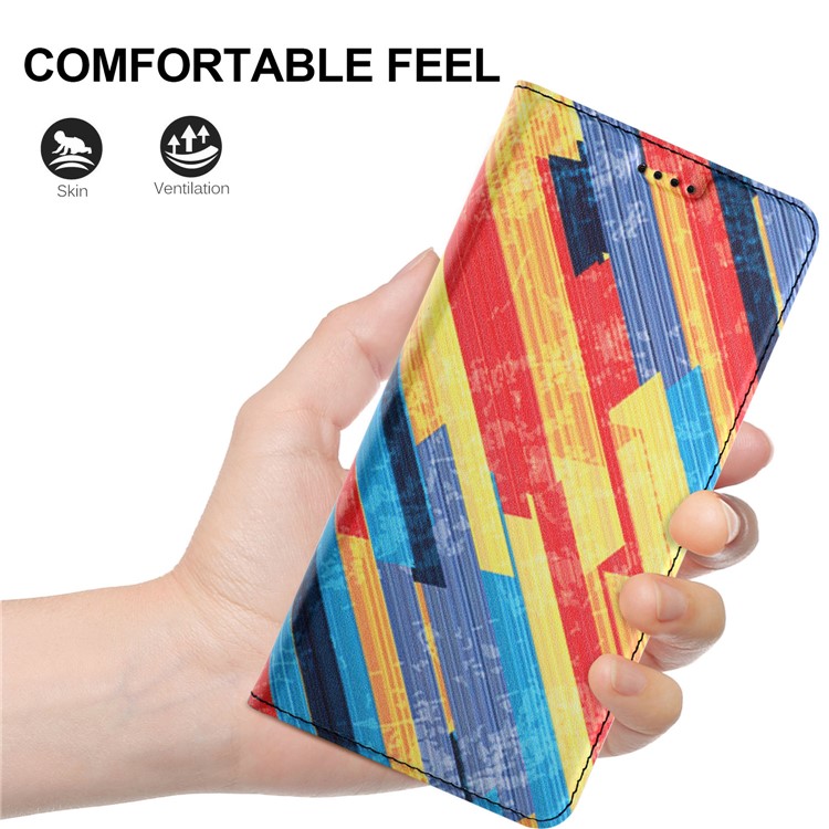 50Pcs/Lot Patterned Leather Stand Mobile Phone Cover for Huawei Mate 10 Lite / nova 2i - Colorized Diagonal Stripes-6