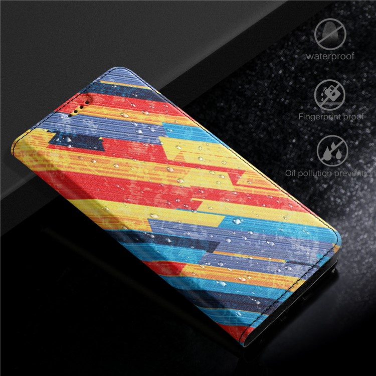 50Pcs/Lot Patterned Leather Stand Mobile Phone Cover for Huawei Mate 10 Lite / nova 2i - Colorized Diagonal Stripes-8
