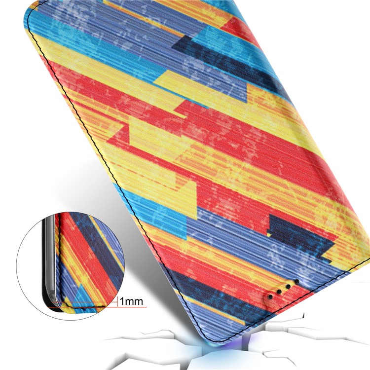 50Pcs/Lot Patterned Leather Stand Mobile Phone Cover for Huawei Mate 10 Lite / nova 2i - Colorized Diagonal Stripes-9
