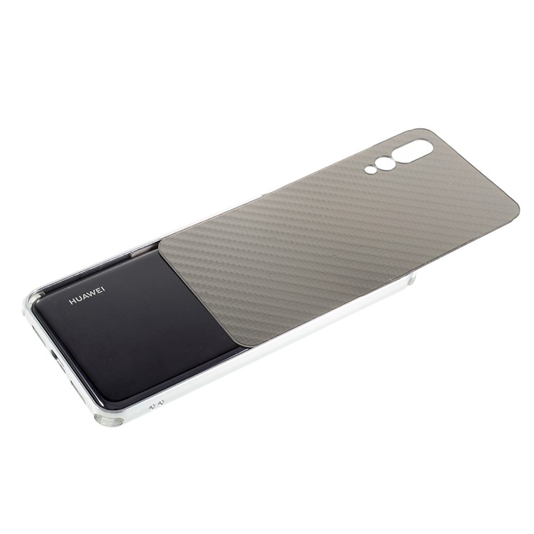 Electroplated Metal Bumper + Carbon Fiber PC Back Panel Slide-on Shell for Huawei P20 Pro - Silver-4