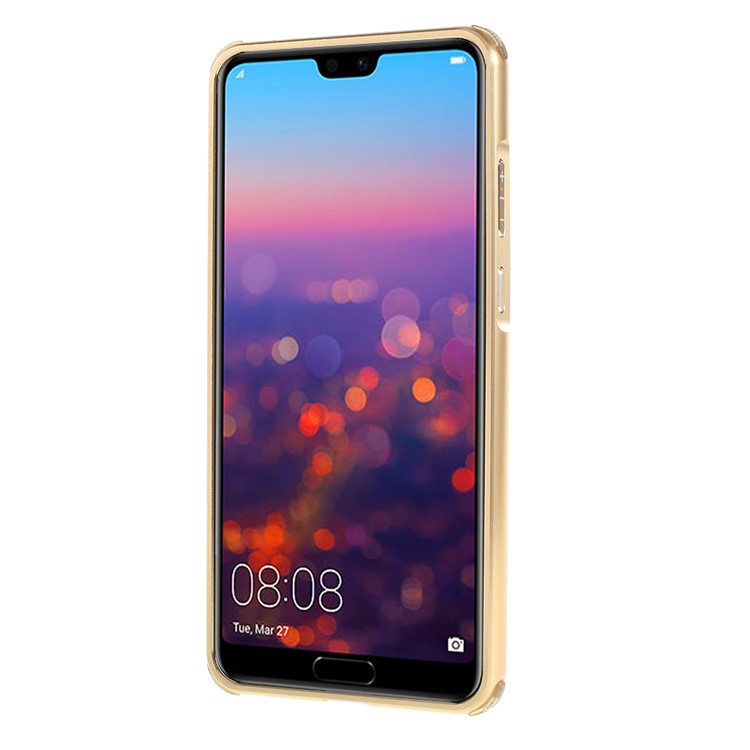 Electroplated Metal Bumper + Carbon Fiber PC Back Panel Slide-on Shell Cover for Huawei P20 Pro - Gold-3