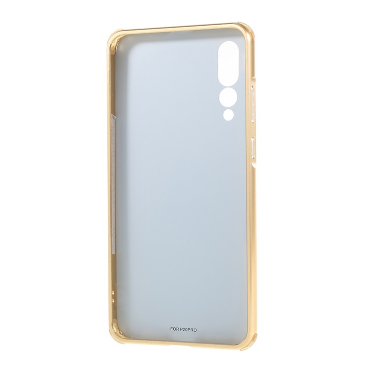 Electroplated Metal Bumper + Carbon Fiber PC Back Panel Slide-on Shell Cover for Huawei P20 Pro - Gold-4