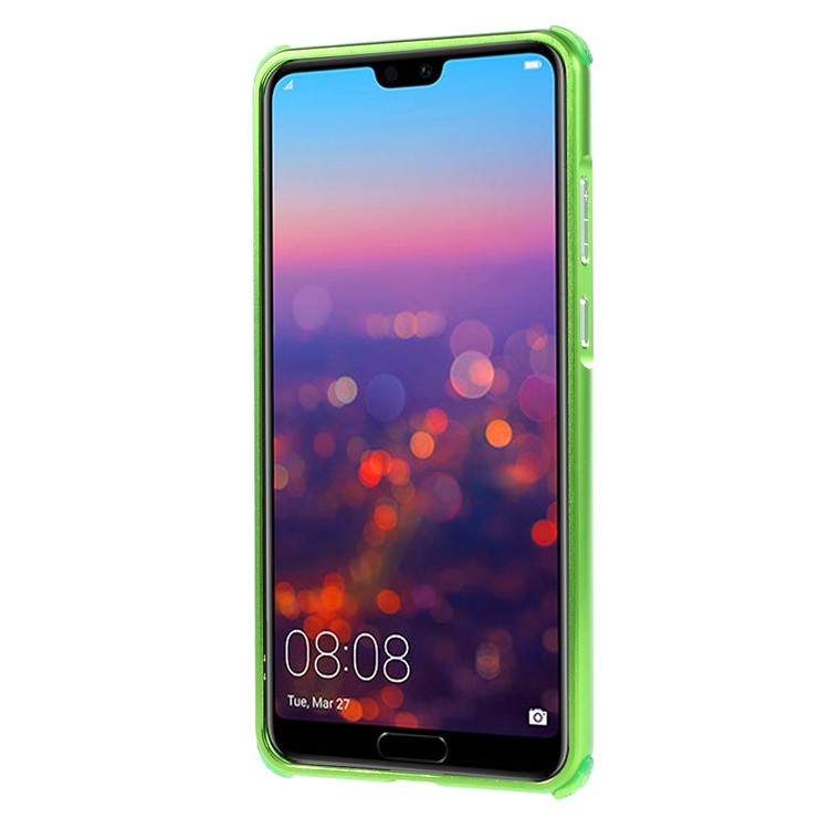 Electroplated Metal Bumper + Carbon Fiber PC Back Panel Slide-on Cellphone Case for Huawei P20 Pro - Green-3