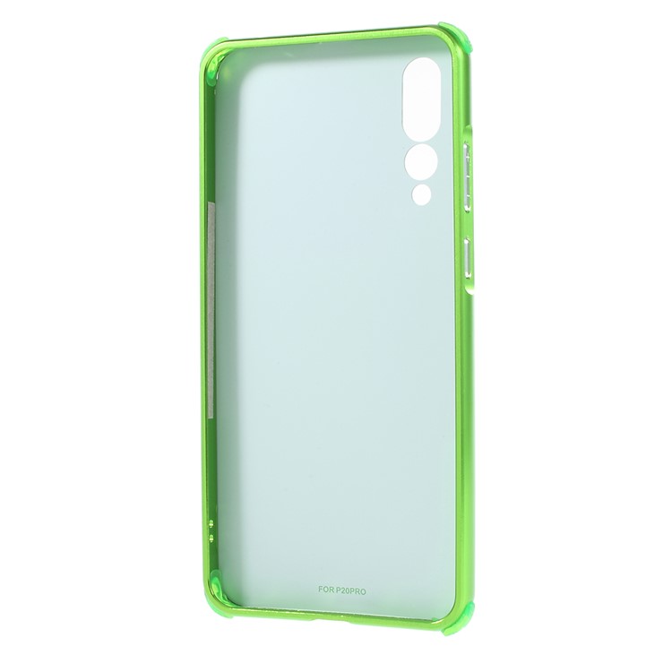 Electroplated Metal Bumper + Carbon Fiber PC Back Panel Slide-on Cellphone Case for Huawei P20 Pro - Green-5