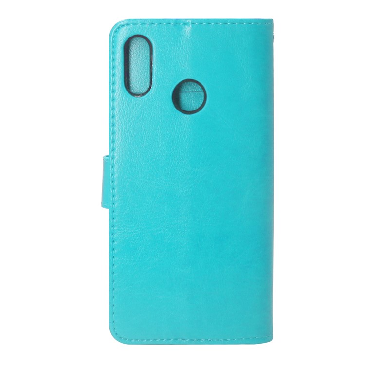ENKAY Crazy Horse Magnetic Wallet Leather Phone Shell for Huawei P20 Lite / Nova 3e - Cyan-2