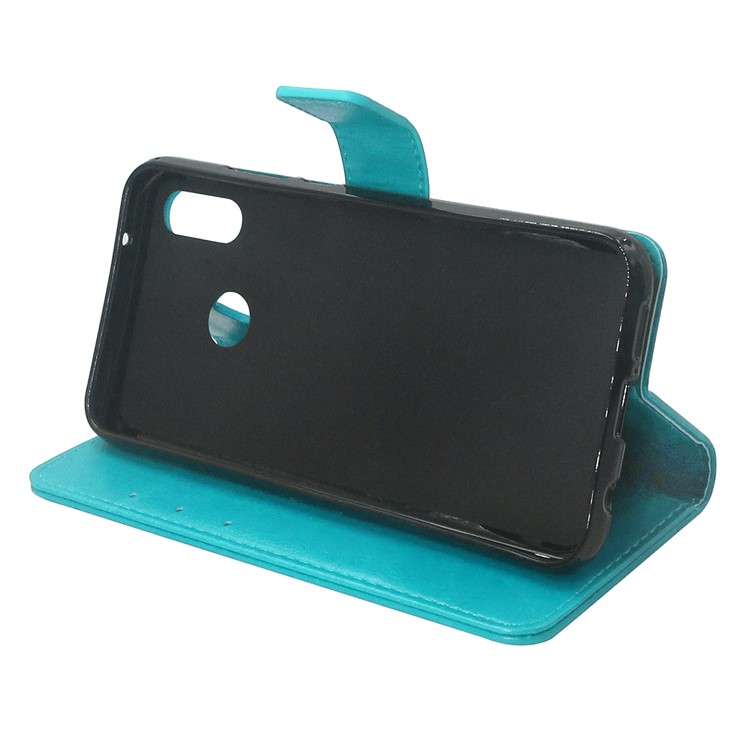 ENKAY Crazy Horse Magnetic Wallet Leather Phone Shell for Huawei P20 Lite / Nova 3e - Cyan-4