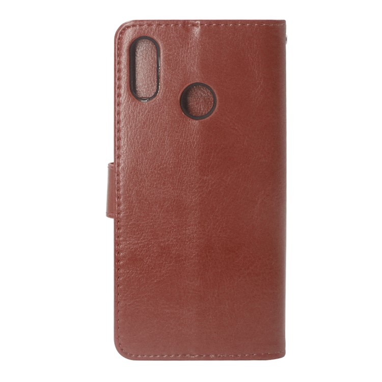 ENKAY Crazy Horse Folio Flip Leather Wallet Stand Cell Phone Case Accessory for Huawei P20 Lite / Nova 3e - Brown-2