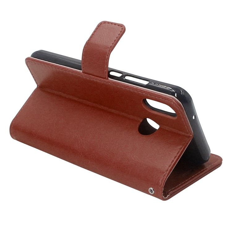 ENKAY Crazy Horse Folio Flip Leather Wallet Stand Cell Phone Case Accessory for Huawei P20 Lite / Nova 3e - Brown-3