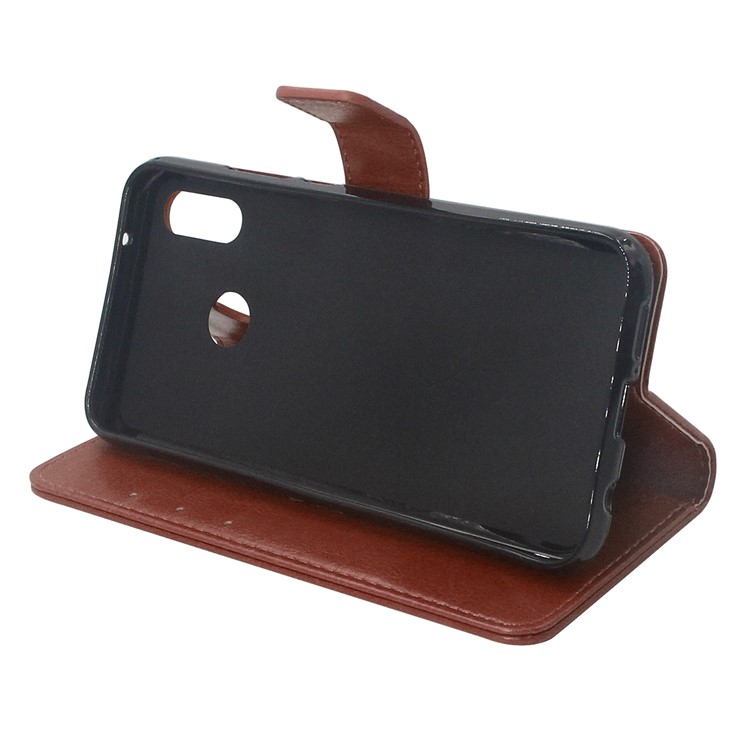 ENKAY Crazy Horse Folio Flip Leather Wallet Stand Cell Phone Case Accessory for Huawei P20 Lite / Nova 3e - Brown-4
