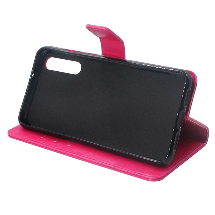 ENKAY Crazy Horse Wallet Leather Flip Stand Cell Phone Cover for Huawei P20 - Rose-4