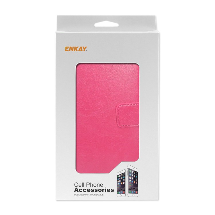 ENKAY Crazy Horse Wallet Leather Flip Stand Cell Phone Cover for Huawei P20 - Rose-6