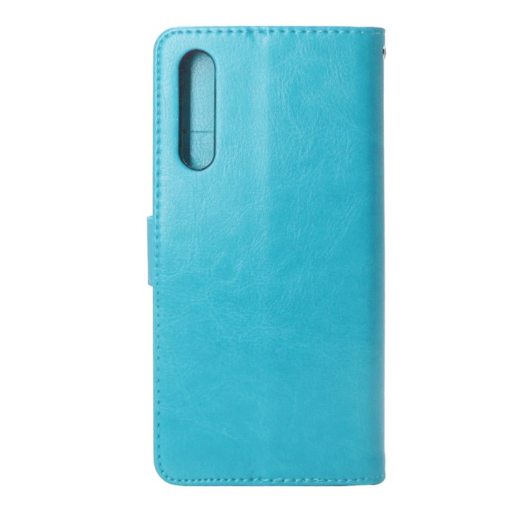 ENKAY Crazy Horse PU Leather Magnetic Wallet Phone Shell for Huawei P20 - Cyan-2