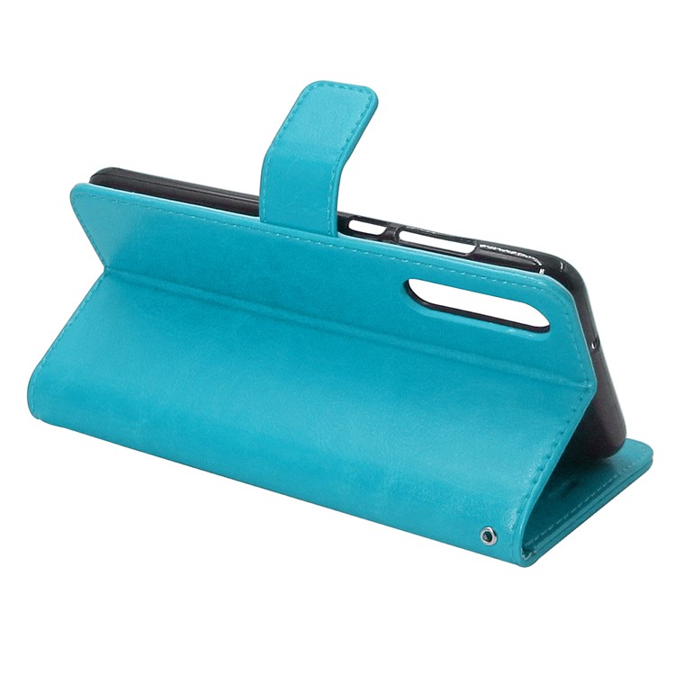 ENKAY Crazy Horse PU Leather Magnetic Wallet Phone Shell for Huawei P20 - Cyan-3