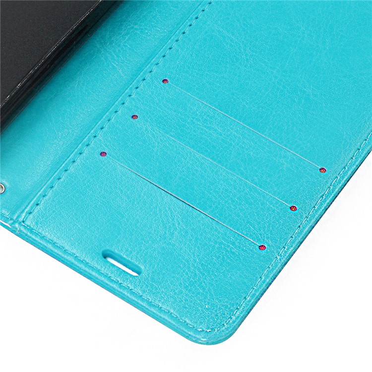 ENKAY Crazy Horse PU Leather Magnetic Wallet Phone Shell for Huawei P20 - Cyan-5