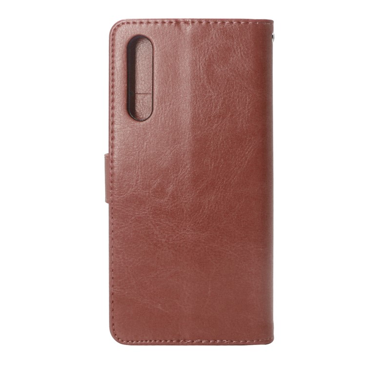 ENKAY Crazy Horse Leather Wallet Stand Mobile Phone Casing for Huawei P20 - Brown-2