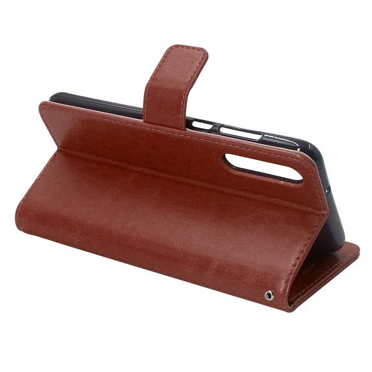 ENKAY Crazy Horse Leather Wallet Stand Mobile Phone Casing for Huawei P20 - Brown-3