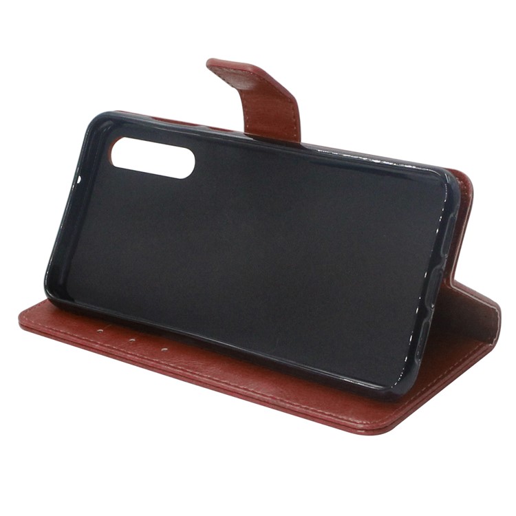 ENKAY Crazy Horse Leather Wallet Stand Mobile Phone Casing for Huawei P20 - Brown-4