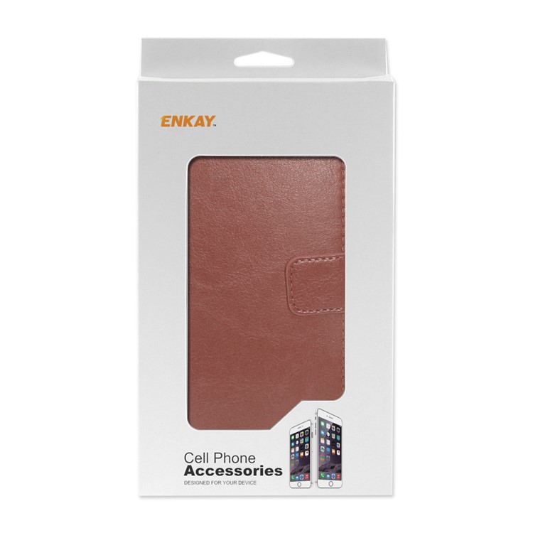 ENKAY Crazy Horse Leather Wallet Stand Mobile Phone Casing for Huawei P20 - Brown-6
