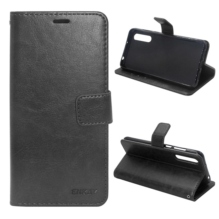 ENKAY Crazy Horse PU Leather Protection Mobile Phone Case for Huawei P20 Pro - Black-1