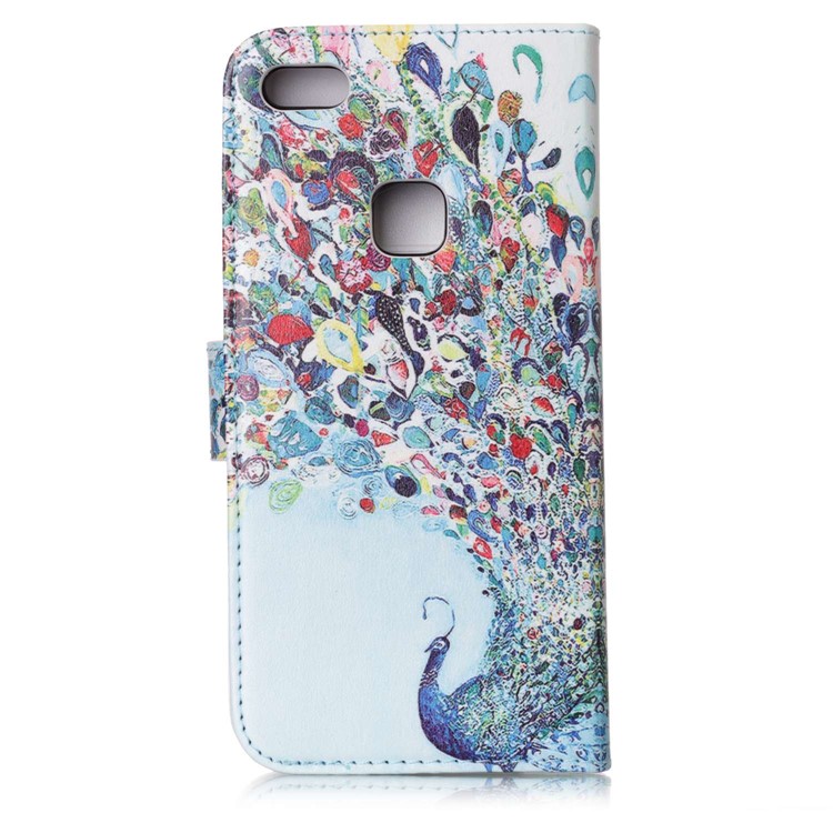 Patterned Detachable 2-in-1 Wallet Leather Case for Huawei P10 Lite 2017 - Peacock-3