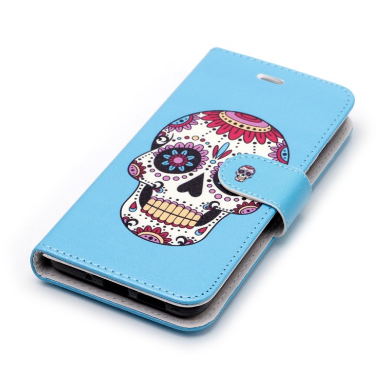 Patterned Detachable 2-in-1 Wallet Leather Flip Cover for Huawei P10 Lite 2017 - Sugar Skull-5