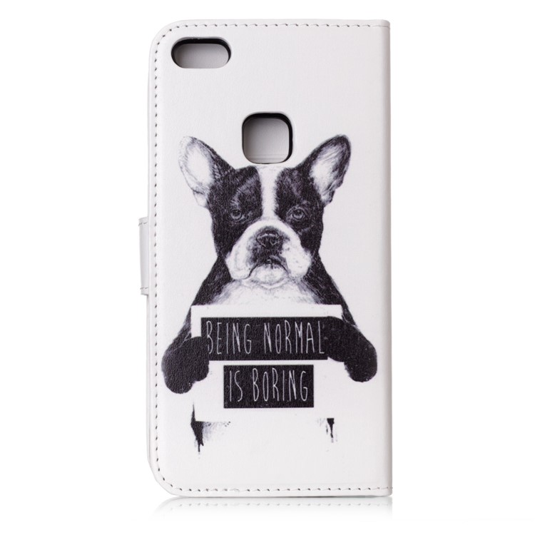 Patterned Detachable 2-in-1 Wallet Leather Shell for Huawei P10 Lite 2017 - Dog and Quote-2