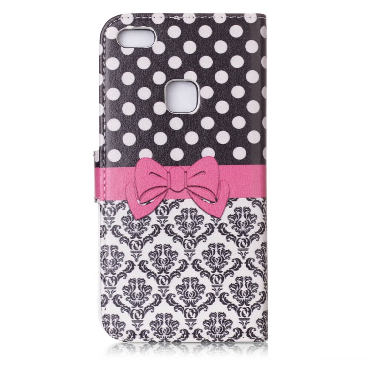 Patterned Detachable 2-in-1 Wallet Leather Flip Case for Huawei P10 Lite 2017 - Dots and Flower-2