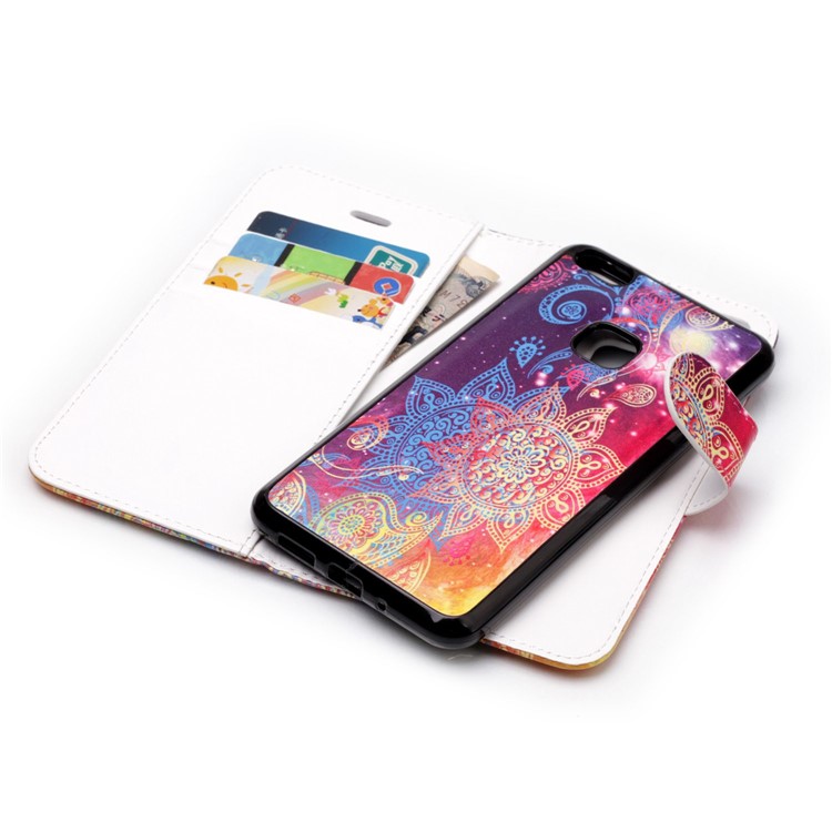 Patterned Detachable 2-in-1 Wallet Leather Phone Casing for Huawei P10 Lite 2017 - Colorful Mandala-5