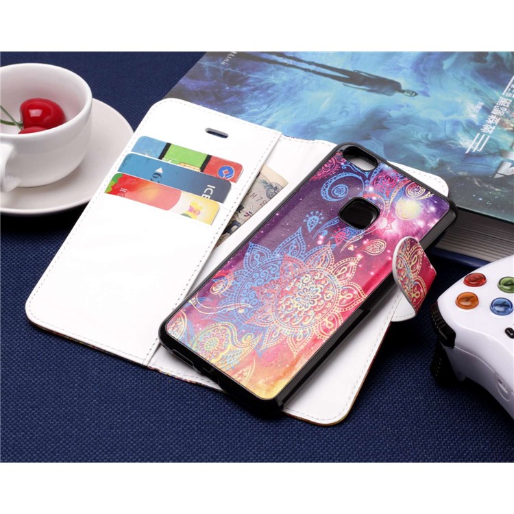 Patterned Detachable 2-in-1 Wallet Leather Phone Casing for Huawei P10 Lite 2017 - Colorful Mandala-6