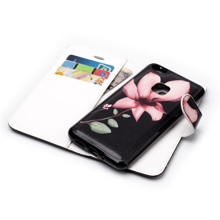 Patterned Detachable 2-in-1 Wallet Leather Mobile Cover for Huawei P10 Lite 2017 - Pink Blossom-5