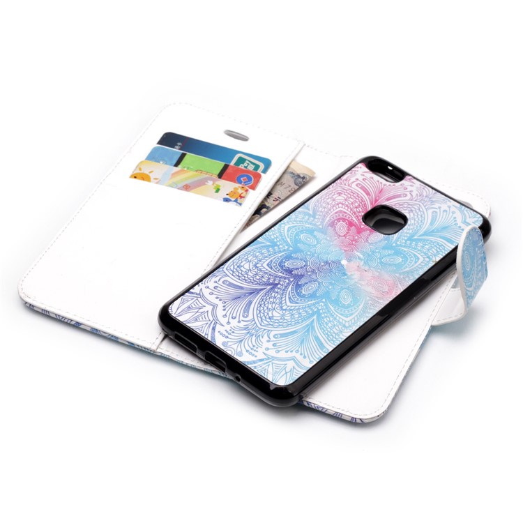 Patterned Detachable 2-in-1 Wallet Leather Cell Phone Case for Huawei P10 Lite 2017 - Pretty Flower-5