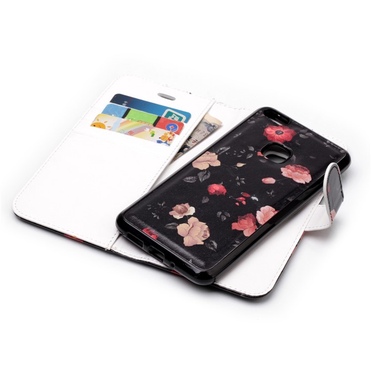 Patterned Detachable 2-in-1 Wallet Leather Mobile Shell for Huawei P10 Lite 2017 - Beautiful Flower-6