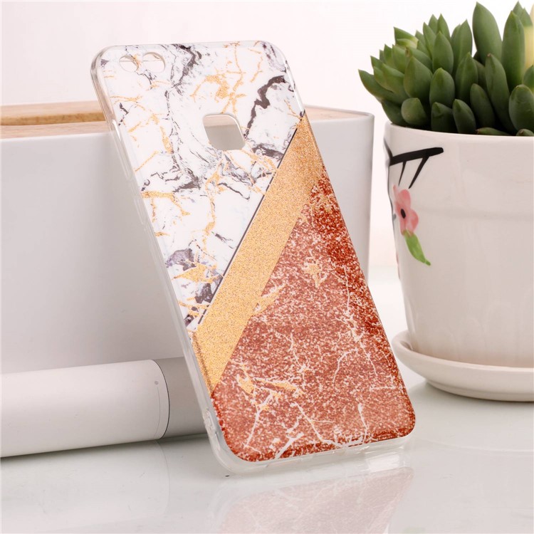 Glittery Powder Marble Pattern IMD TPU Soft Case for Huawei P10 Lite - White / Gold / Rose Gold-1