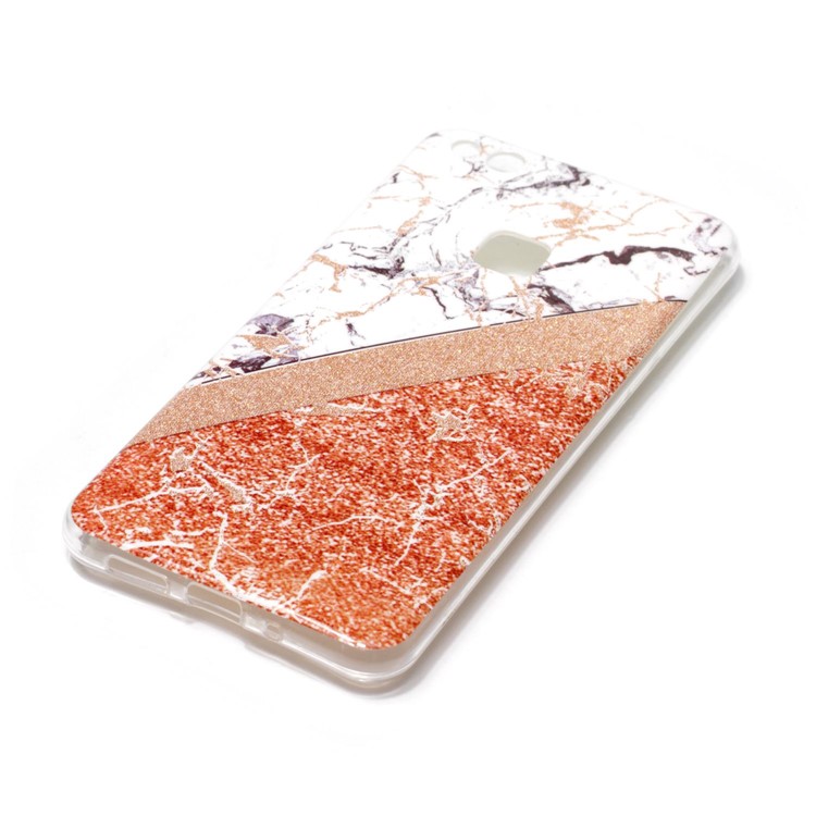 Glittery Powder Marble Pattern IMD TPU Soft Case for Huawei P10 Lite - White / Gold / Rose Gold-2
