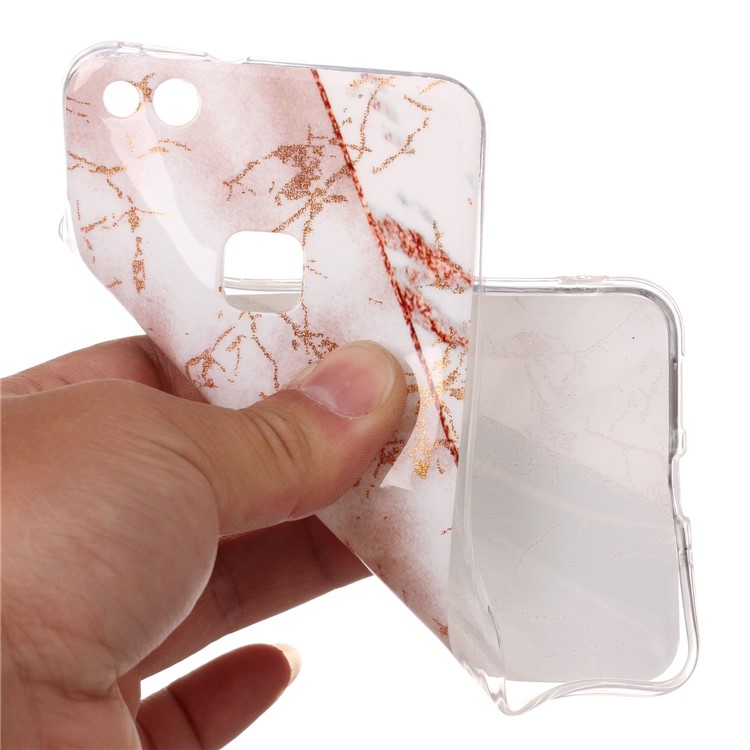 Glittery Powder Marble Pattern IMD TPU Back Cover for Huawei P10 Lite - White and Black Marble Pattern-4