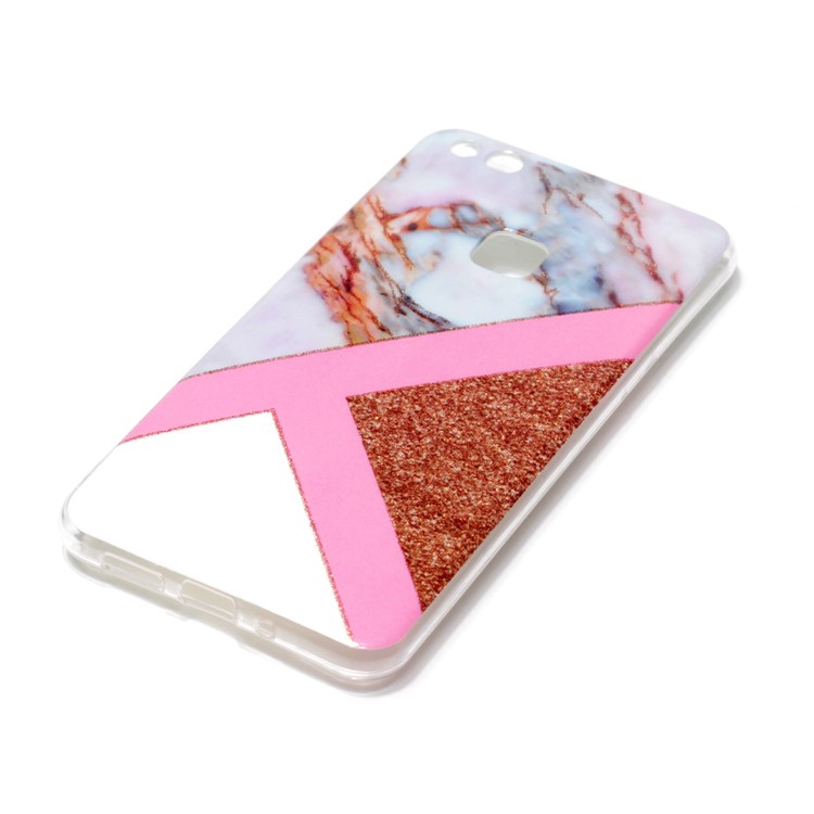 Glittery Powder Marble Pattern IMD TPU Phone Case Accessory for Huawei P10 Lite - Pink / Rose Gold-2