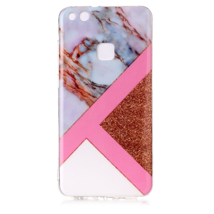 Glittery Powder Marble Pattern IMD TPU Phone Case Accessory for Huawei P10 Lite - Pink / Rose Gold-3