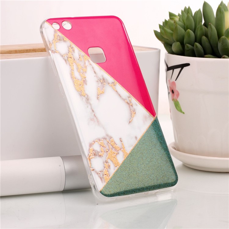 Glittery Powder Marble Pattern IMD TPU Mobile Casing for Huawei P10 Lite - Rose / White / Green-1
