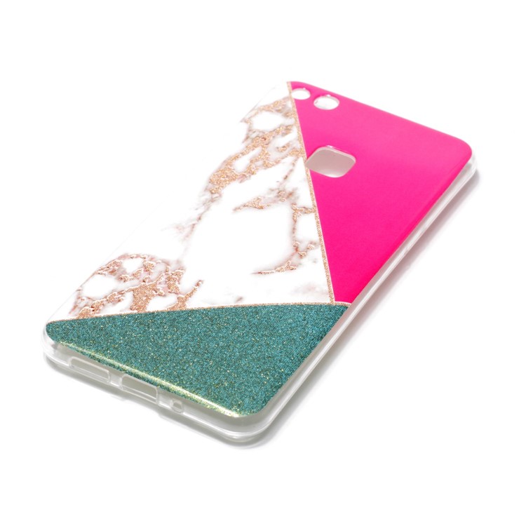 Glittery Powder Marble Pattern IMD TPU Mobile Casing for Huawei P10 Lite - Rose / White / Green-2