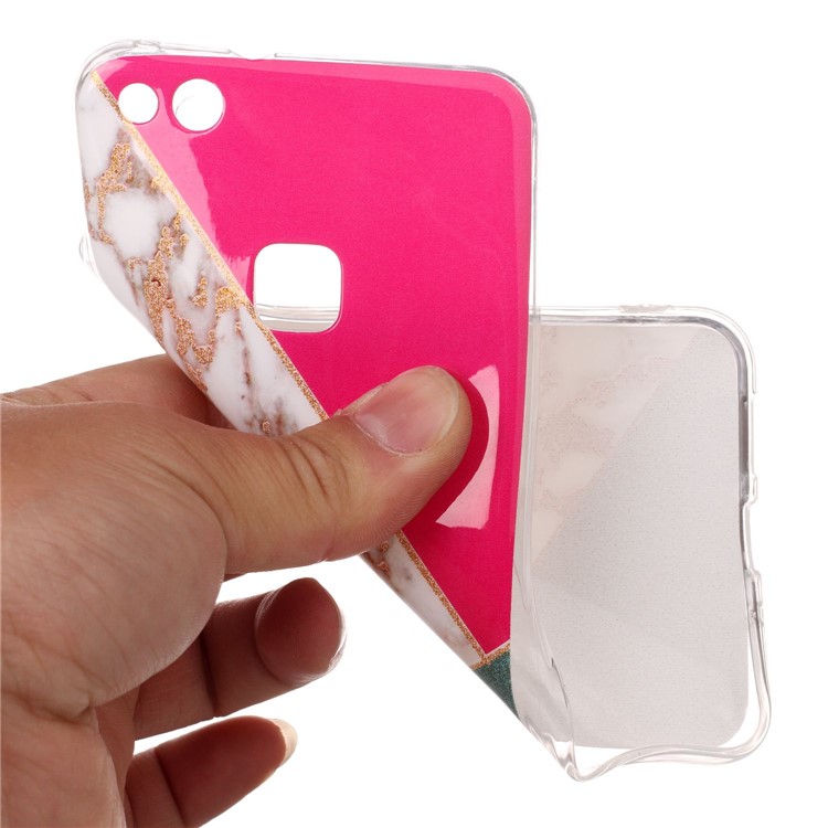 Glittery Powder Marble Pattern IMD TPU Mobile Casing for Huawei P10 Lite - Rose / White / Green-4