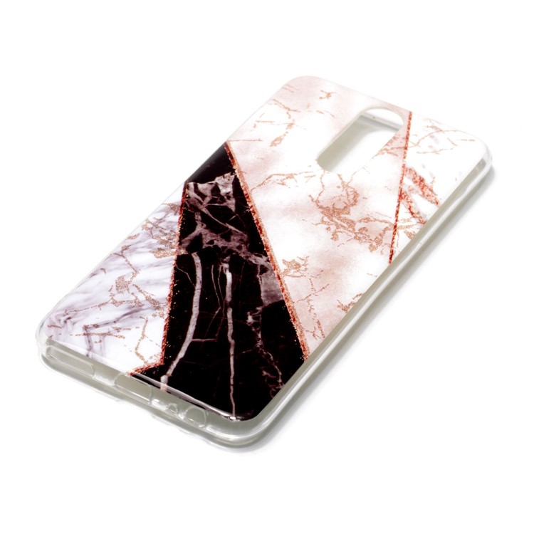 Flash Powder Marble Pattern IMD TPU Cell Phone Casing for Huawei Mate 10 Lite / nova 2i / Maimang 6 / Honor 9i (India) - White / Brown-2